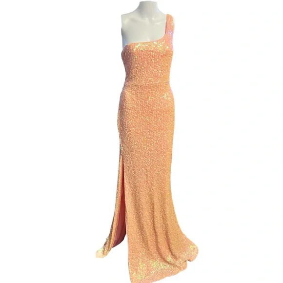 Faeriesty NWT Peach Sequin Mermaid Prom Formal Dress Sz. XL